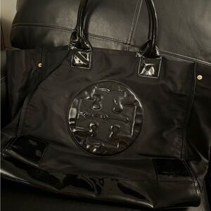 Tory Burch tote bag, black, well loved